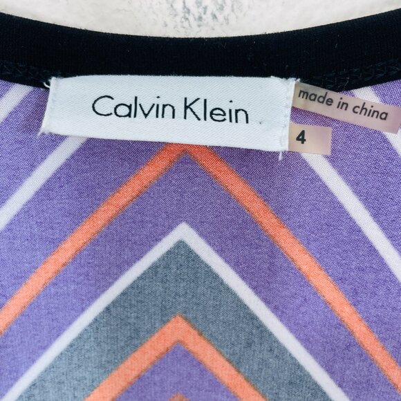Calvin Klein Maxi Dress size 4 Sleeveless Geometric Pattern Multicolor Stretch - Picture 4 of 6